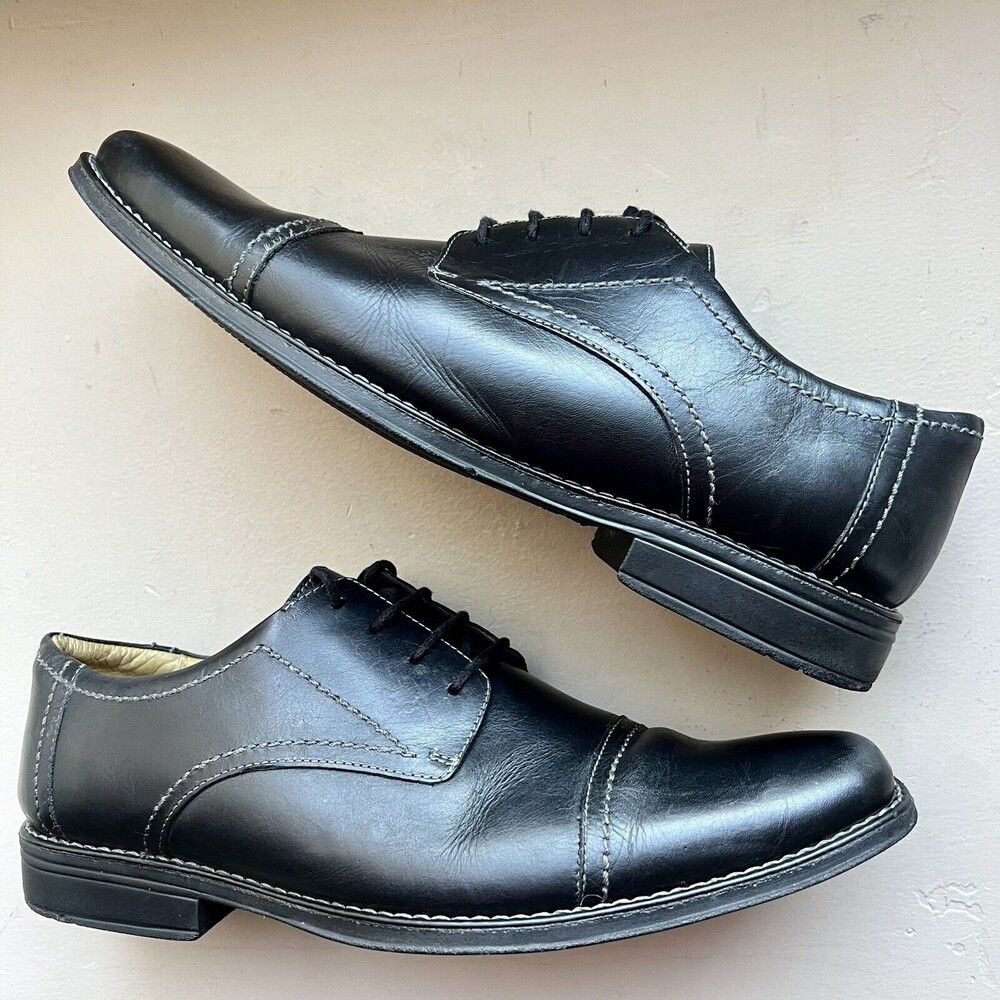 Sandro Moscoloni Black‎ Leather Cap Toe Oxford Lace up Shoes Men’s Size US 13 M